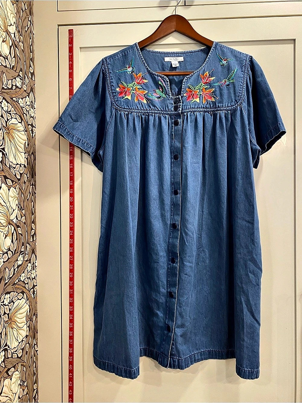 Go Softly Embroidered Denim Mini Dress Size XL